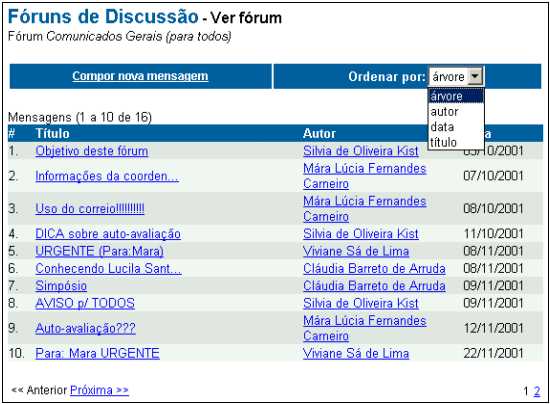 Fórum de Discussões